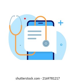 medical consultation app for patient meeting with doctor on smartphone app concept illustration flat design vector eps10. modern graphic element for landing page, empty state ui, infographic, icon