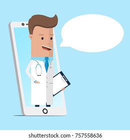 Medical consultation concept with doctor. Healthcare services. Vector illustration