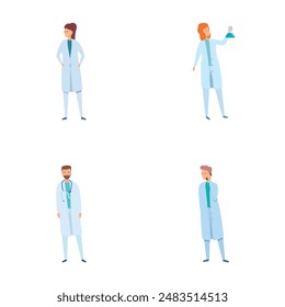Medical consultation icons set cartoon vector. Doctor giving consultation. Healthcare concept