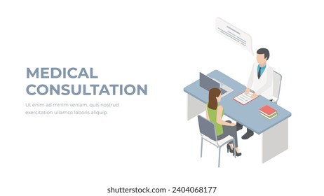 Medical consultation isometric concept vector