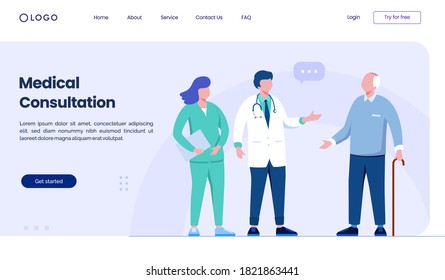 Medical consultation landing page website illustration flat vector template
