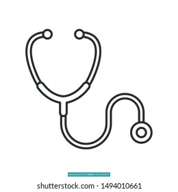 Medical consultation, stethoscope icon vector illustration logo template for many purpose. Isolated on white background.