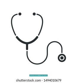 Medical consultation, stethoscope icon vector illustration logo template for many purpose. Isolated on white background.