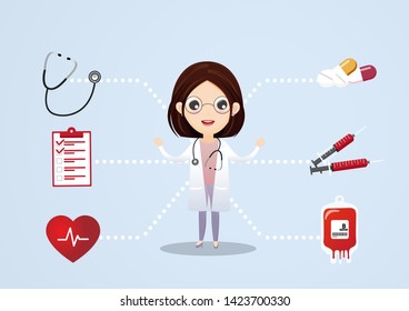 Medical consultation vector concept. Medical consultation and support, illustration of medical service. Vector illustration. 