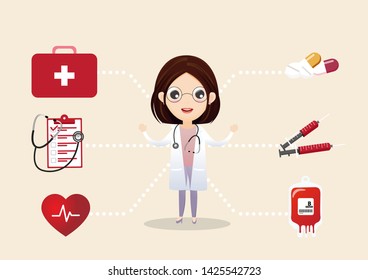 Medical consultation vector concept. Medical consultation and support, illustration of medical service. Vector illustration. 
