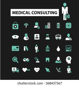 medical consulting, consultant, doctor, coach, therapist icons, signs
