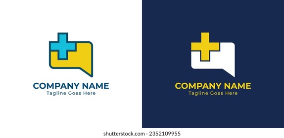Medical Consulting Logo Concept sign icon symbol Element Design. Chat box, Consultant, Hospital, Clinic, Health Care Logotype. Vector illustration logo template