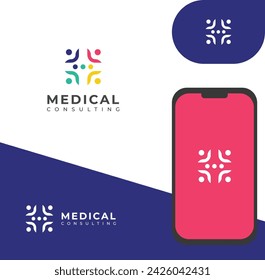Medical consulting vector logo design. Doctor chat consulting talk logo.