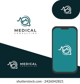 Medical consulting vector logo design. Doctor chat consulting talk logo.
