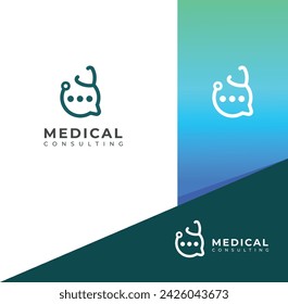 Medical consulting vector logo design. Doctor chat consulting talk logo.