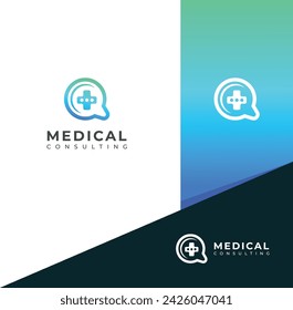 Medical consulting vector logo design. Doctor chat consulting talk logo.