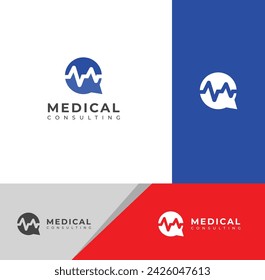 Medical consulting vector logo design. Doctor chat consulting talk logo.