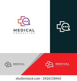 Diseño de logotipo de vector de consultoría médica. Logo de la consulta del chat médico.