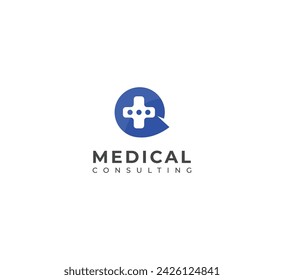 Medical consulting vector logo design. Doctor chat consulting talk logo.
