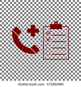 Medical consultration sign. Maroon icon on transparent background.
