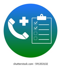 Medical consultration sign. Vector. White icon in bluish circle on white background. Isolated.