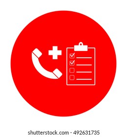 Medical consultration sign. White icon on red circle.