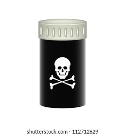 Medical container with danger sign (skull symbol)