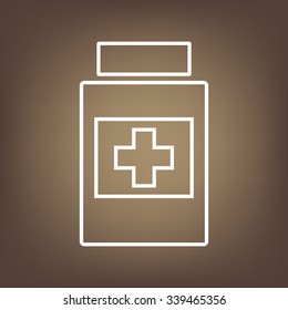 Medical container line icon