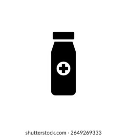 Medical Container, Pill Jar, Medicine Bottle Solid Flat Vector Icon Isolated on White Background.