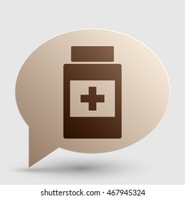 Medical container sign. Brown gradient icon on bubble with shadow.
