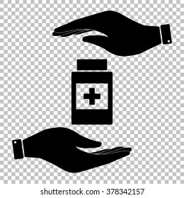 Medical container sign. Flat style icon vector illustration.