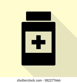 Medical container sign. Flat style black icon on white.