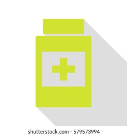 Medical container sign. Pear icon with flat style shadow path.