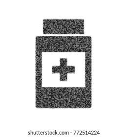 Medical container sign. Vector. Black icon from many ovelapping circles with random opacity on white background. Noisy. Isolated.