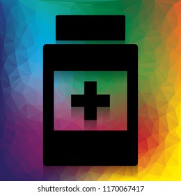 Medical container sign. Vector. Flat style black icon on white.