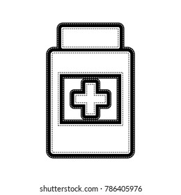 Medical container sign. Vector. Flat style black icon on white.