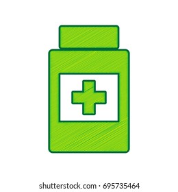 Medical container sign. Vector. Lemon scribble icon on white background. Isolated