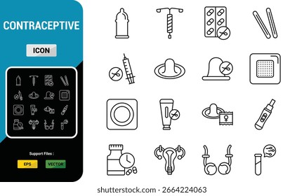 Herramientas anticonceptivas médicas Vector Icon Pack