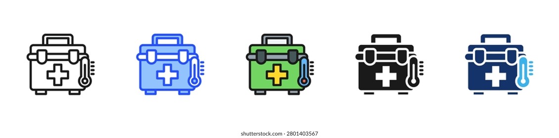 Medical Cooler Icon Collection With Multiple Styles