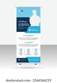 Medical corporate business roll up banner design template.  Editable vector illustration.