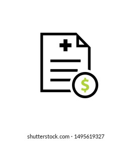 Medical Cost Black Icon. Clipart Image Isolated On White Background