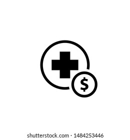 Medical Cost Glyph Icon. Clipart Image Isolated On White Background