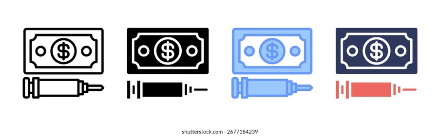 Conjunto de iconos de costo médico Colección de estilo múltiple