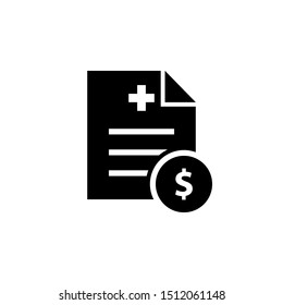 Medical Cost Silhouette Icon. Clipart Image Isolated On White Background