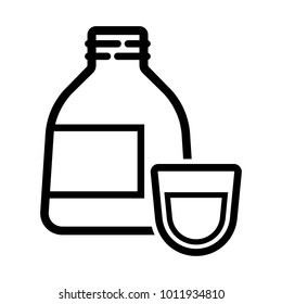 medical cough syrup simple line icon