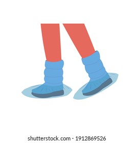 Medical covers on the feet. shoe covers for the hospital. stock vector illustration on white background.
