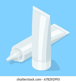 Medical cream gel tube. Isometric vector illustration