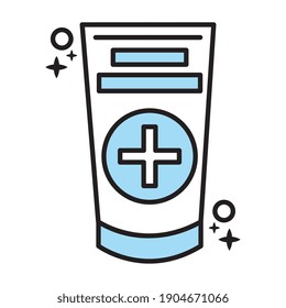 medical cream tube line and colors style icon vector illustration design