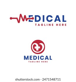 Diseño de logotipo de texto creativo médico y marca de icono moderno concepto mínimo