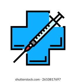 medical cros immunizations syringe color icon vector. medical cros immunizations syringe sign. isolated symbol illustration