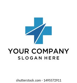 Medical cross and arrow logo concept vector for healthcare company