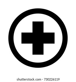 Medical cross black in black circle vector icon