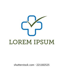 medical cross and checkmark vector design template