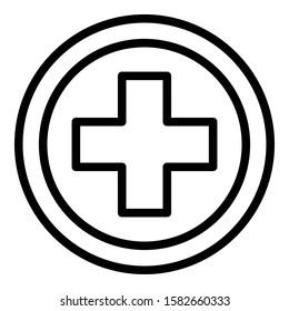 Medical cross circle icon. Outline medical cross circle vector icon for web design isolated on white background