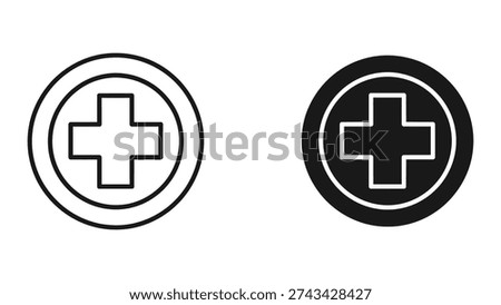 Medical Cross in Circle Icon Vector for Healthcare and First Aid Symbols